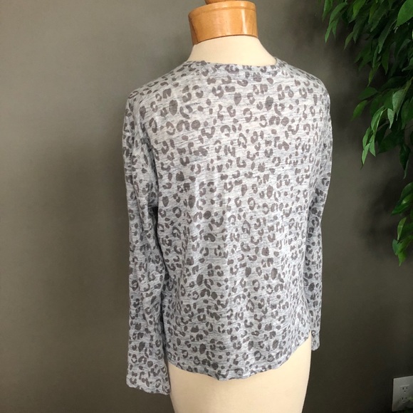 Rails Sami Heather Gray Leopard Print Top Linen S - Picture 10 of 16
